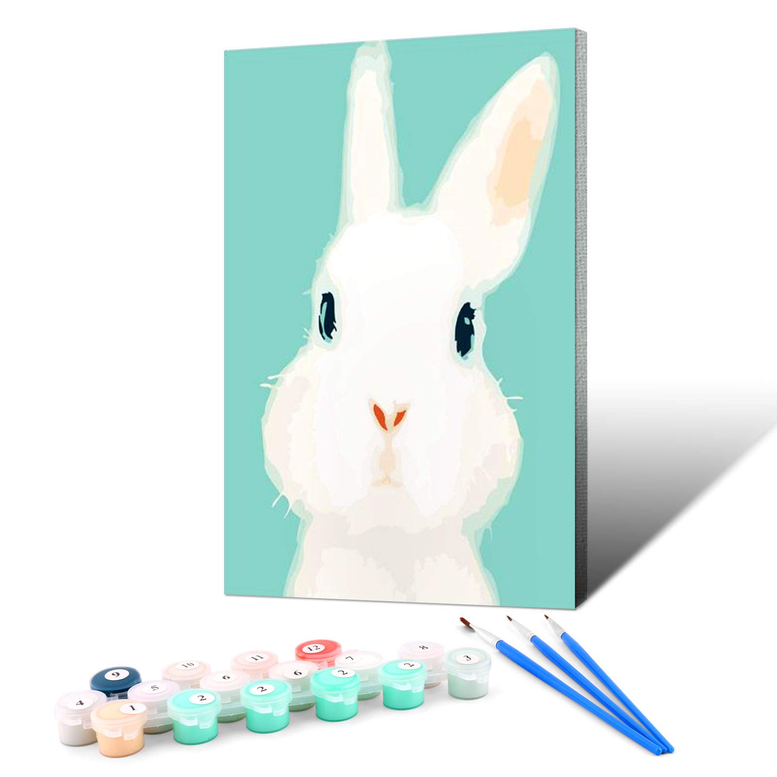 Ginkko Paint by Numbers Kit for Adults - Framed 8x12 Inch Rabbit Canvas Art, DIY Painting by Numbers for Beginners & Artists - Perfect for Home Decor, Gift & Stress Relief