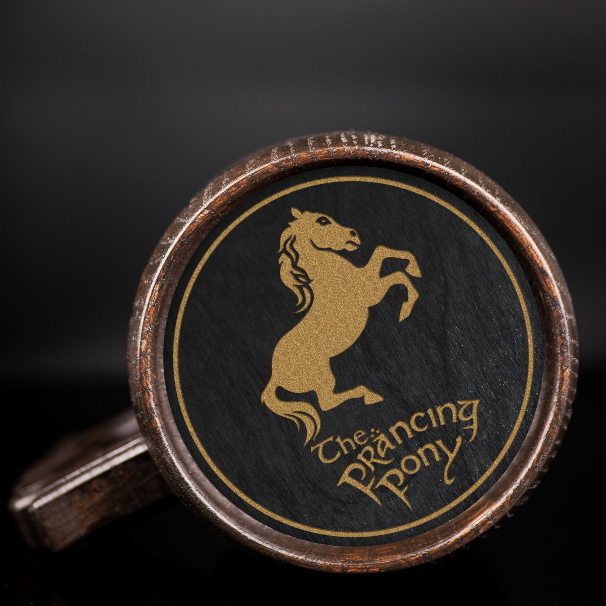 Personalized Lord of the Rings Prancing Pony Beer Stein - Custom Engraved Wooden Tankard Mug for Men, Gamer Gifts, Anniversary & Birthday Present for Him, Dad, Father - Perfect for Weddings, Geek Decor & Fantasy Themed Parties
