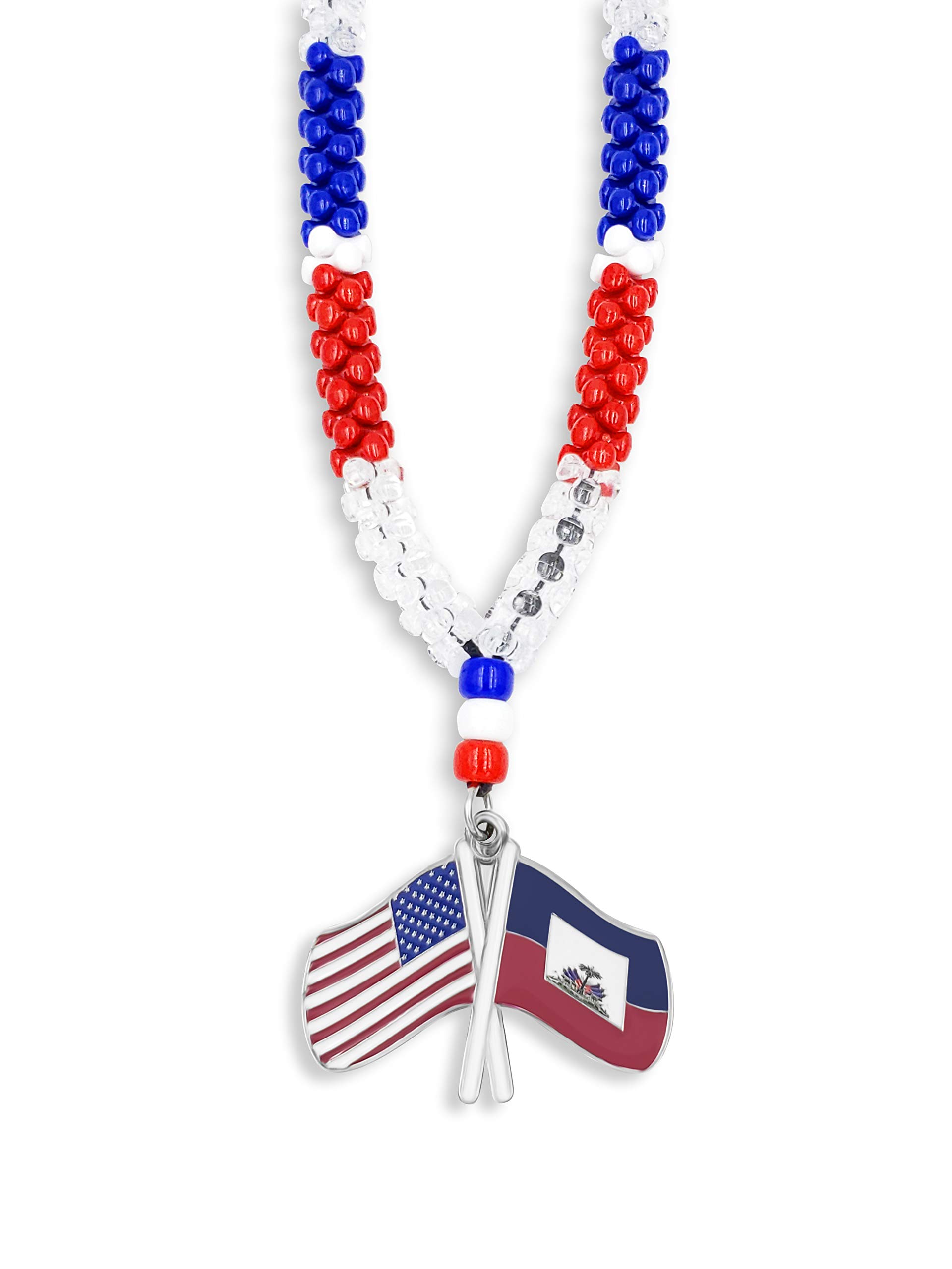 Patriotic Haiti & USA Flag Necklace - Unisex Jewelry for Men & Women - Perfect for Independence Day, National Pride & Everyday Wear