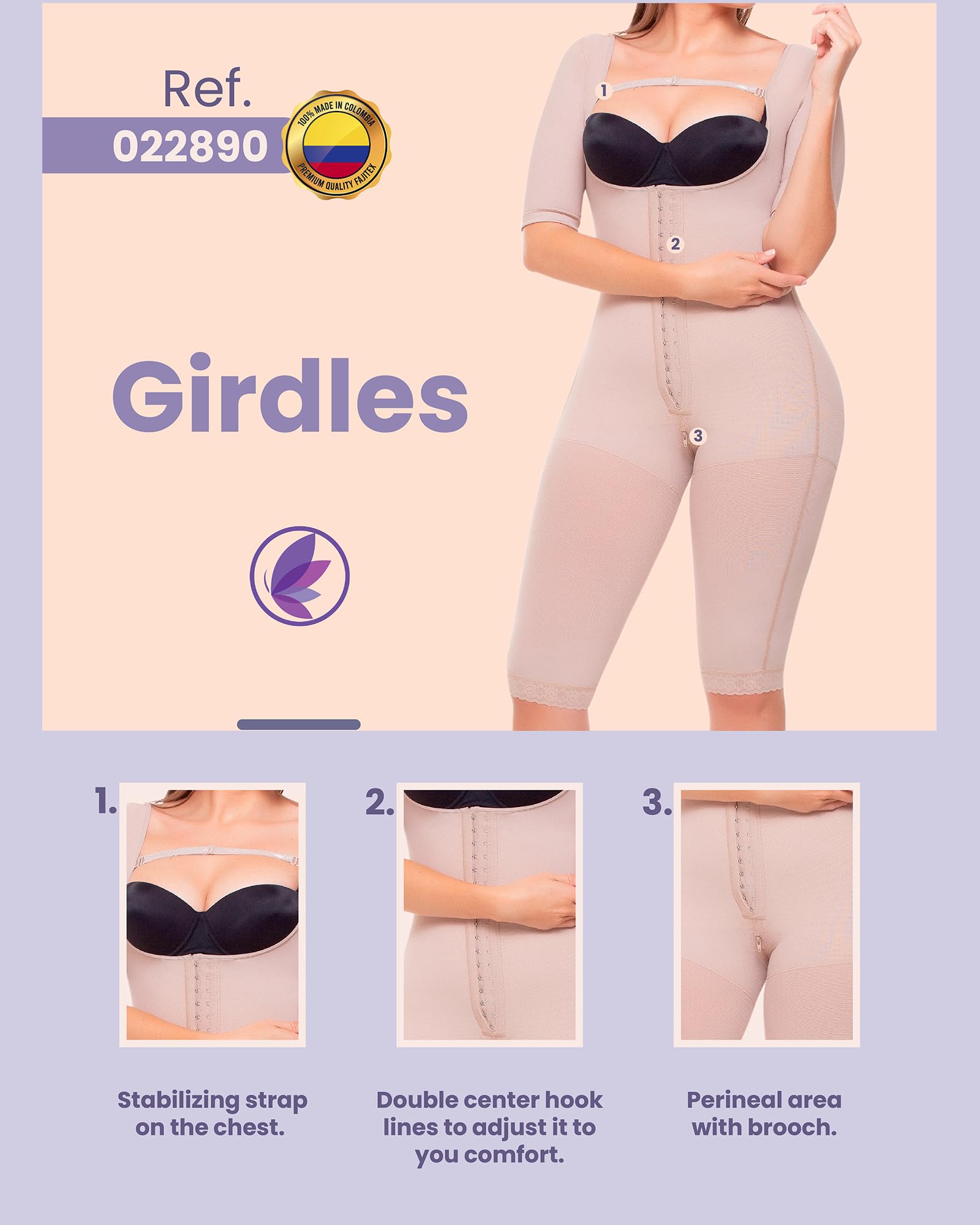 Colombian Faja Shapewear with Butt Lifter - Post Surgery BBL Faja & Compression Garment for Women After Liposuction - Perfect for Body Contouring, Waist Training, and Postpartum Recovery