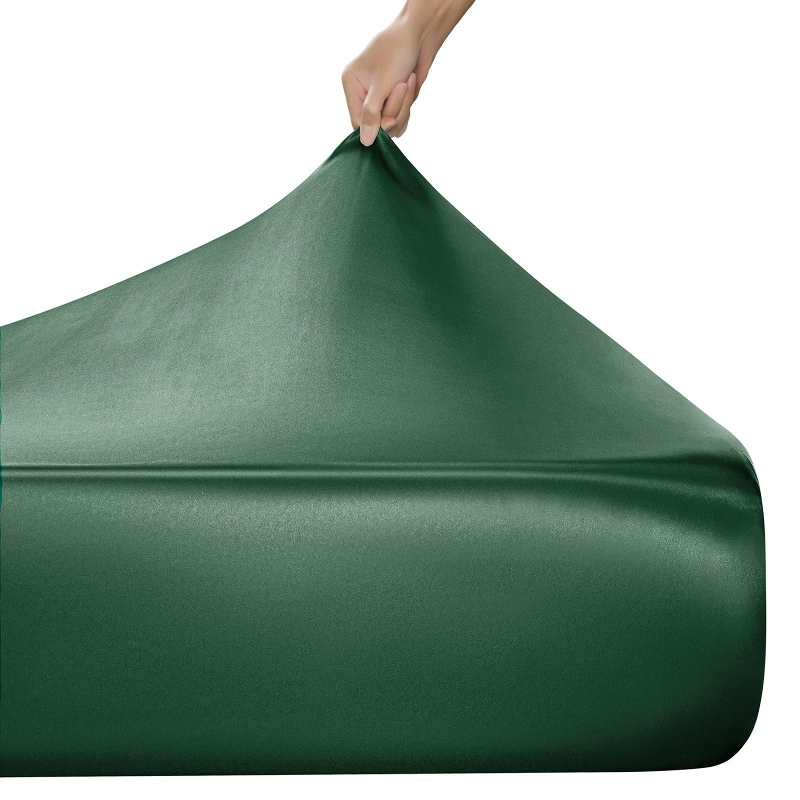 Premium MILVOWOC Queen Satin Fitted Sheet - Soft Blackish Green Bottom Sheet Only (1 Piece) for Luxurious Bedroom Comfort | Perfect for Hotels, Guest Rooms & Home Decor