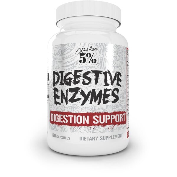 5% Nutrition Digestive Enzymes Supplement - 60 Capsules for Gut Health & Digestion Support - Ideal for Post-Workout Recovery & Bloating Relief