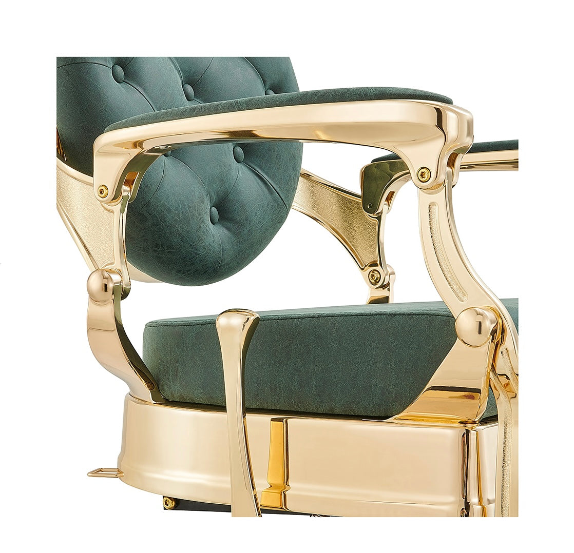 Princeton II Barber Chair with Gold Finish - Professional Salon & Home Barber Styling Chair for Haircuts & Grooming