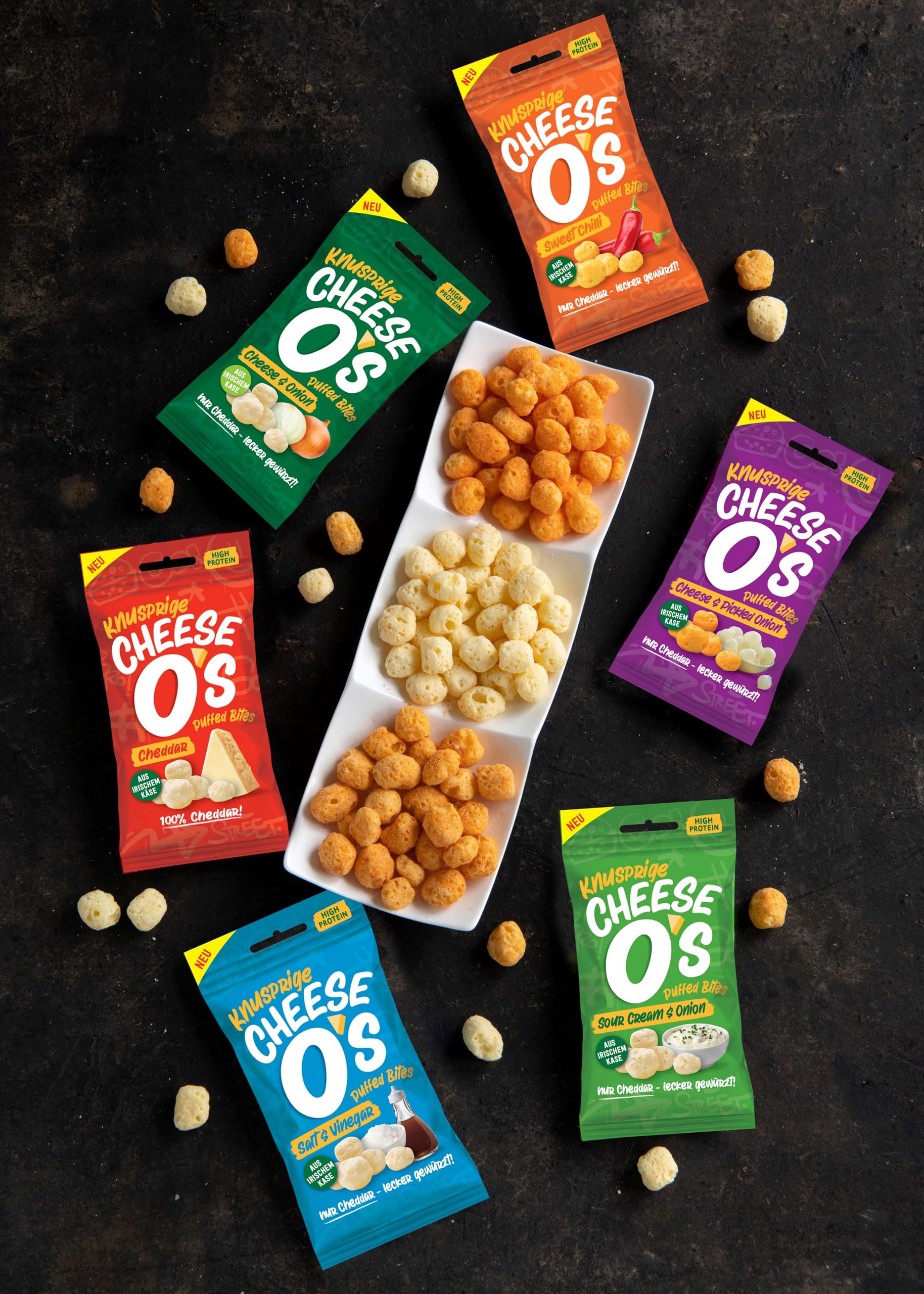 Keto-Friendly Cheese O's Crispy Puffed Cheese Snacks - 10-Pack (25g Each) | High Protein, Gluten Free, Vegetarian Cheese Chips | Perfect for Low-Carb Diets, Office Snacking & Movie Nights | Baked Delicious Healthy Snack