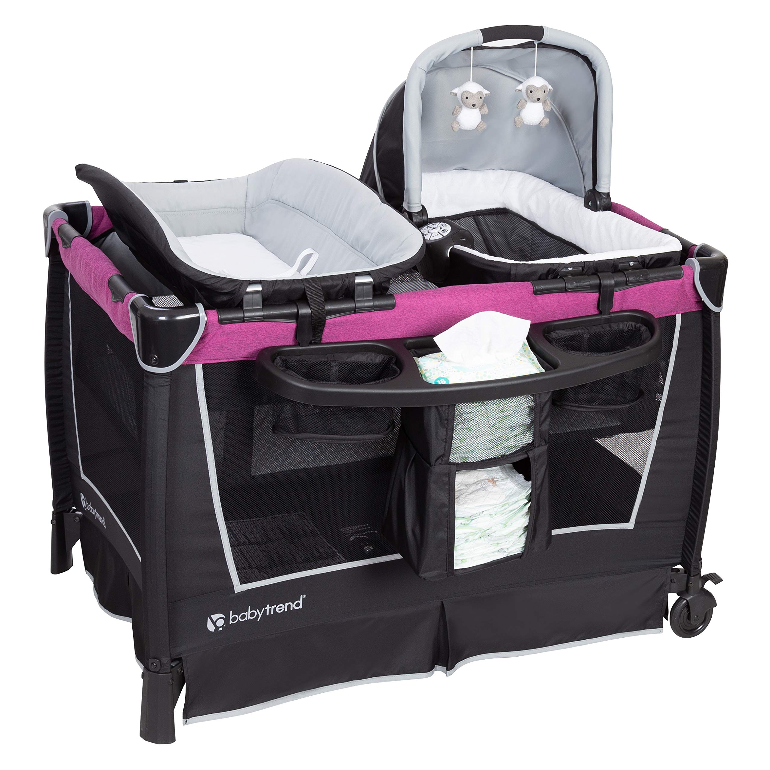 Baby Trend Retreat Nursery Center Playard - Portable Crib & Playpen for Infants & Toddlers, Mulberry - Perfect for Home, Travel & Daycare Use