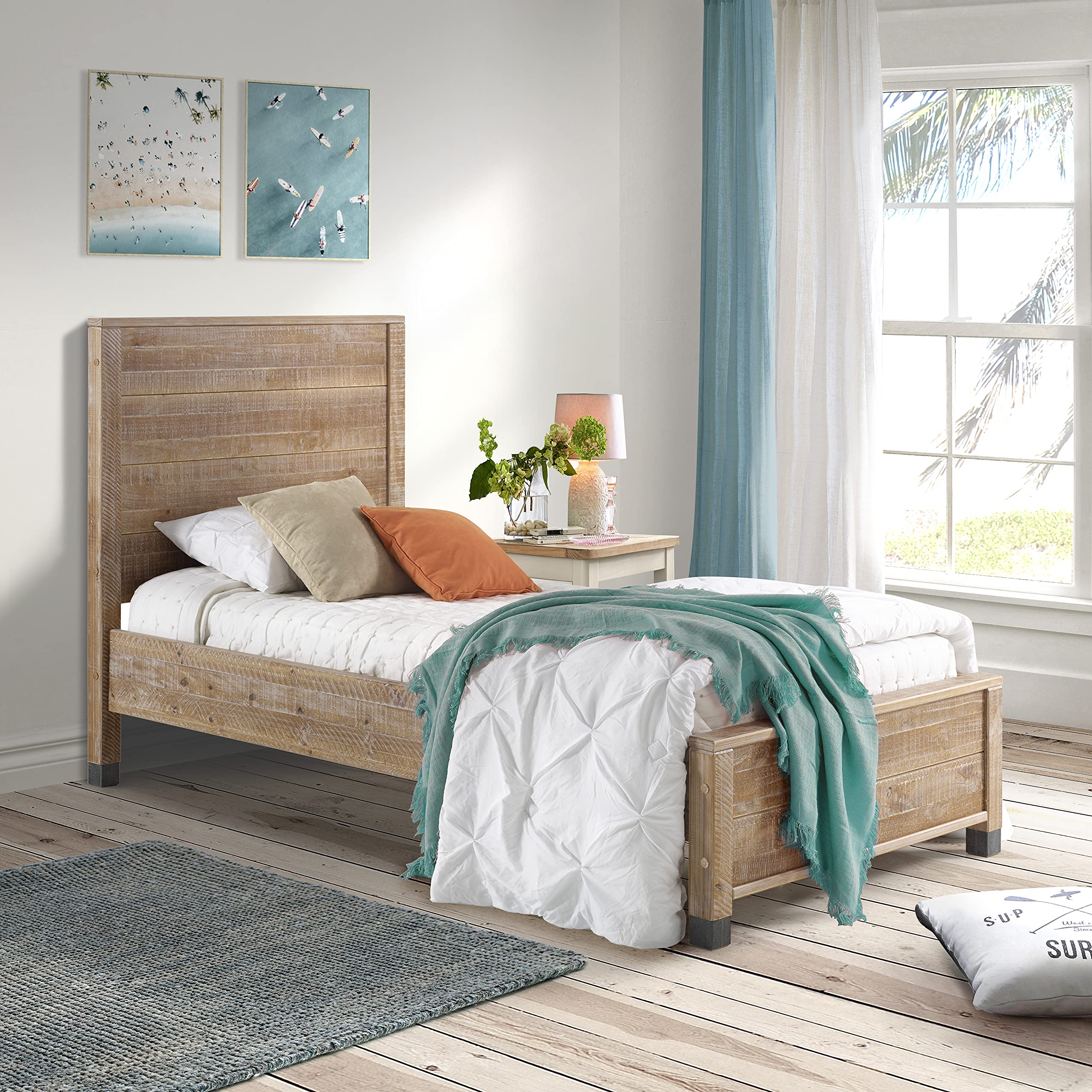 Camaflexi Baja Twin Size Platform Bed Frame - Solid Wood, Brown - Perfect for Kids, Teens & Guest Rooms, Space-Saving Modern Bedroom Furniture