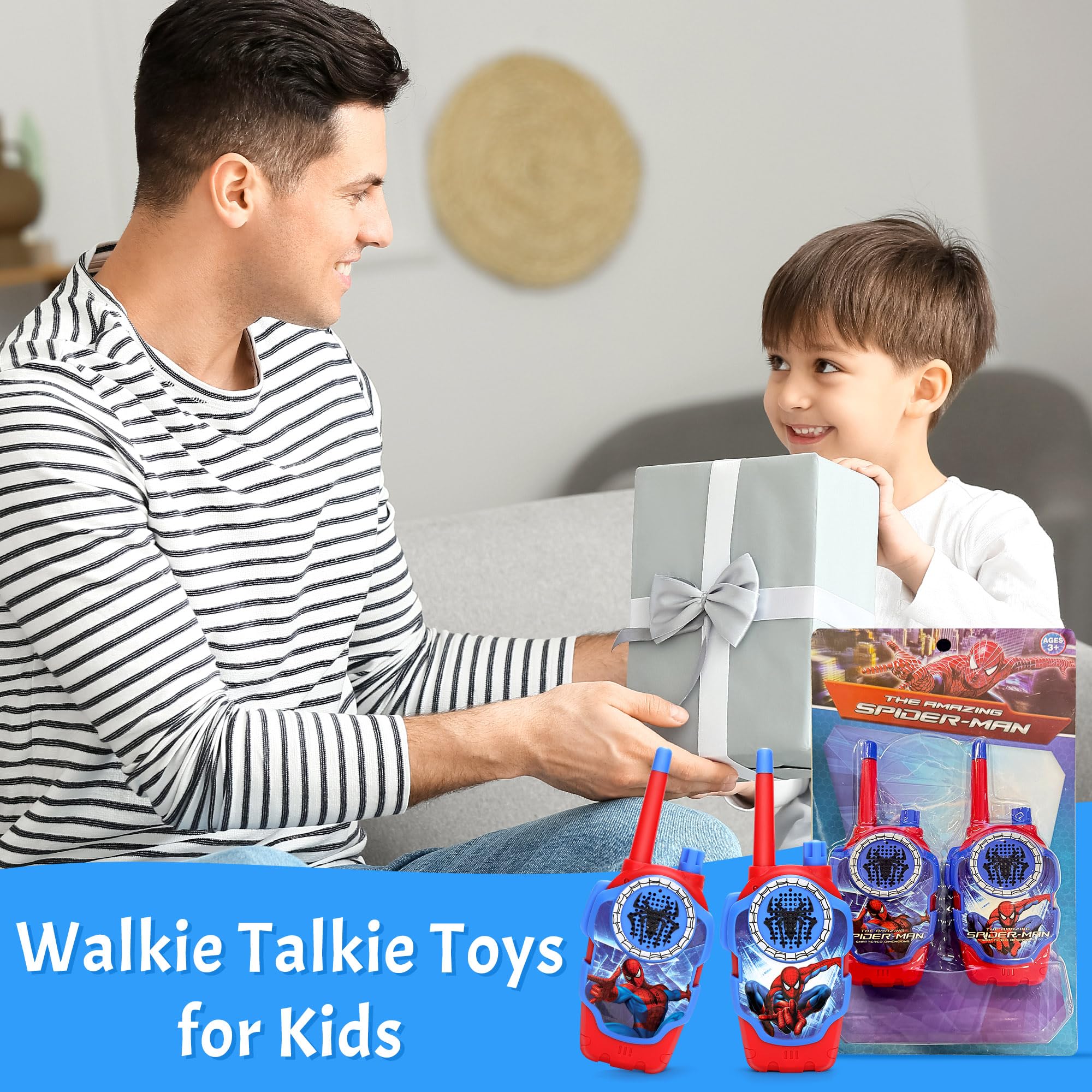 Spider-Man Walkie Talkies for Kids - 2 Pack Superhero Walkie Talkie Toys for Boys & Girls, Indoor Outdoor Adventure Play, Birthday Gifts for Children (Great for Backyard Exploration, Camping & Role Play)
