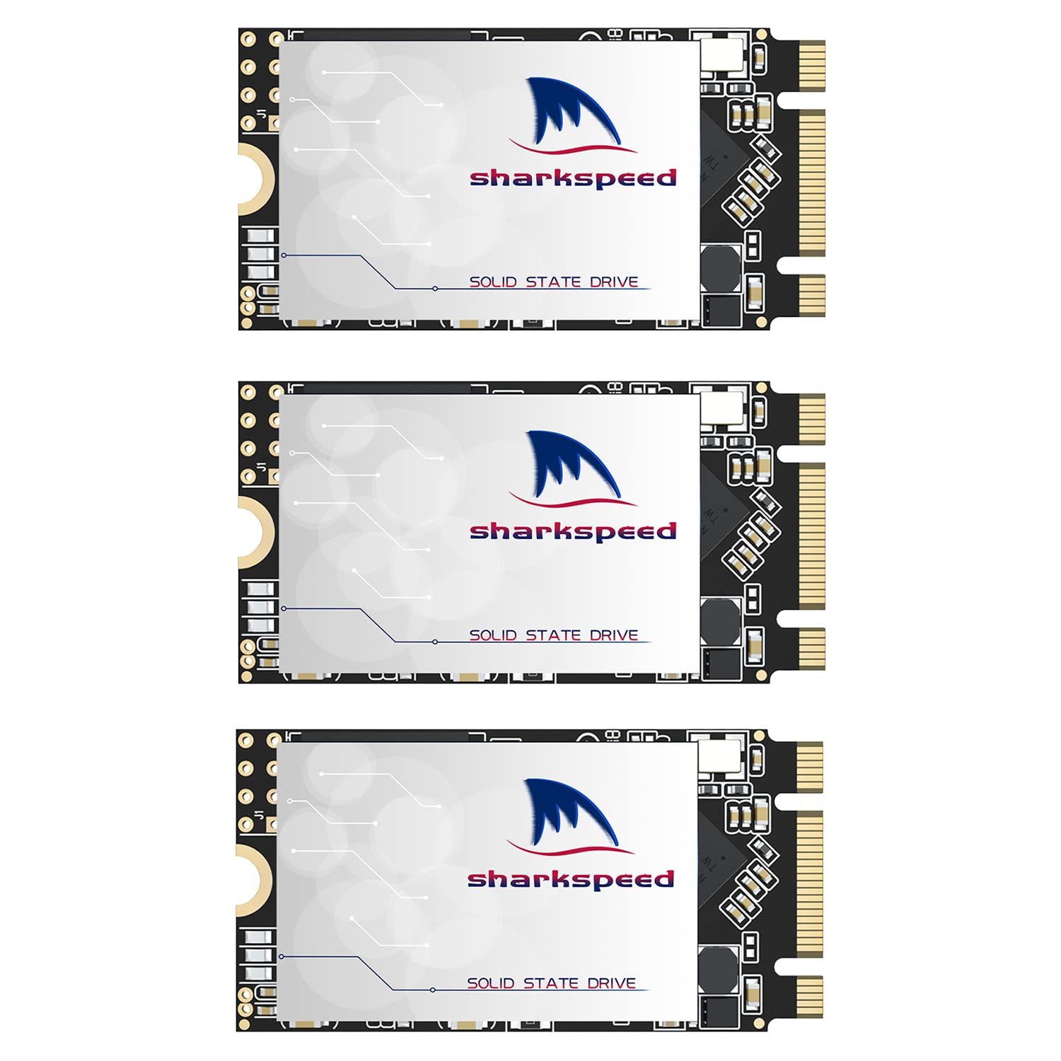 S SHARKSPEED 2242 NGFF 256GB M.2 SSD S Plus - 3D NAND SATA III 6Gb/s Internal Solid State Drive for Laptops & Desktops (3-Pack) - Perfect for Gaming, Video Editing & Fast Boot Times