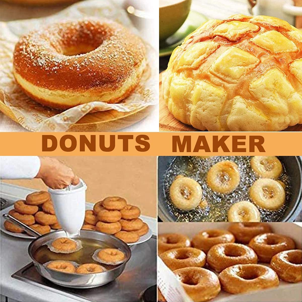 3-Piece DIY Donut Mold Set - Waffle Cake & Donut Maker Machine with Plastic Donut Mold - Perfect for Making Homemade Donuts, Cakes, Cookies & Bagels - Ideal for Birthday Parties, Baking Classes & Family Fun
