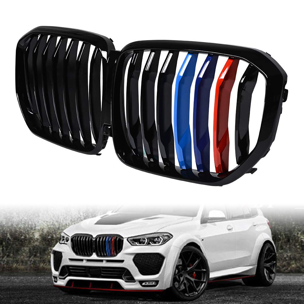 ABS G05 Glossy Black-M Color Single Slat Front Kidney Grille with Stripes for BMW X5 2019-2022 Models | Perfect Upgrade for Car Enthusiasts & Customization Lovers