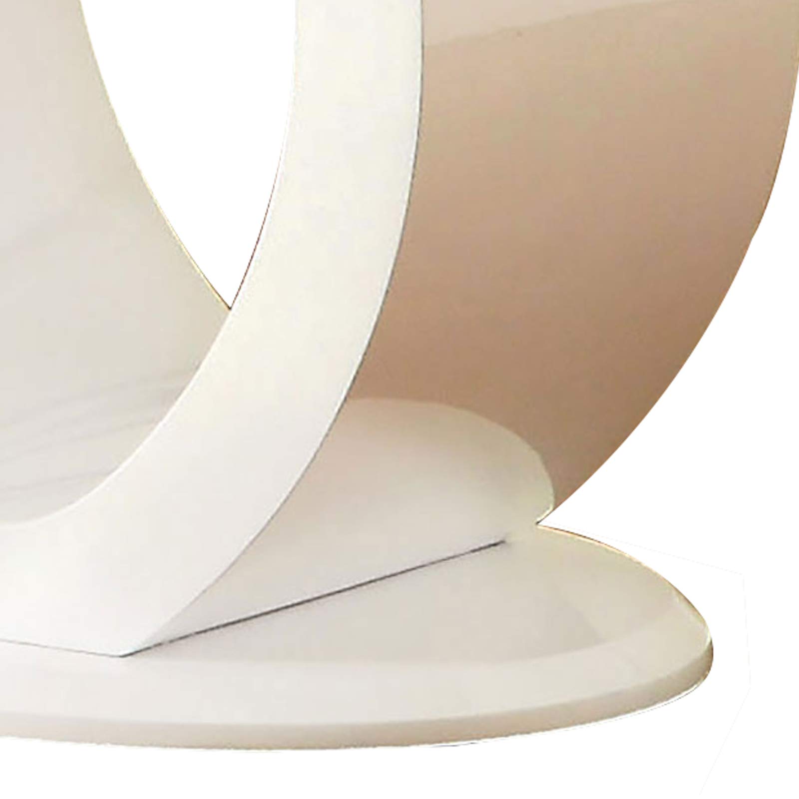 Benjara Modern White Tempered Glass End Table with O-Shaped Base - Perfect for Living Room, Bedroom, or Office Decor