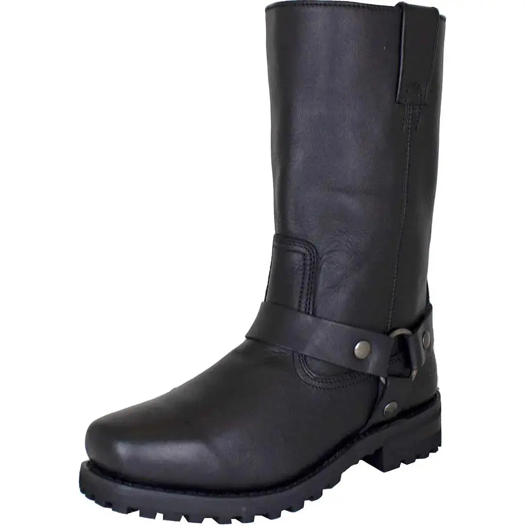 Open Road Men's Harness Motorcycle Boots - Durable Leather Biker Boots for Riding & Cruising - Perfect for Motorcycle Enthusiasts & Road Trips