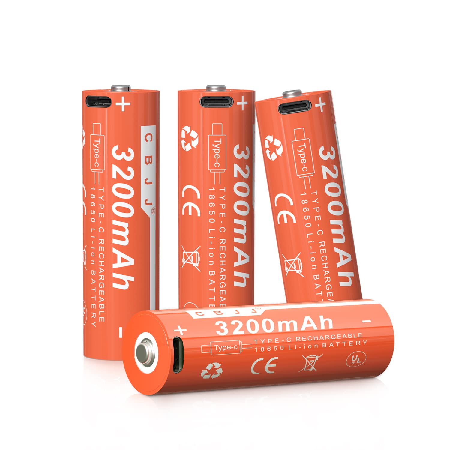 3.7V Rechargeable Lithium Batteries USB-C Charging - 4 Pack Button Cell Batteries for Headlamps, Flashlights, LED Lights - Perfect for Camping, Hiking & Emergency Power Supply