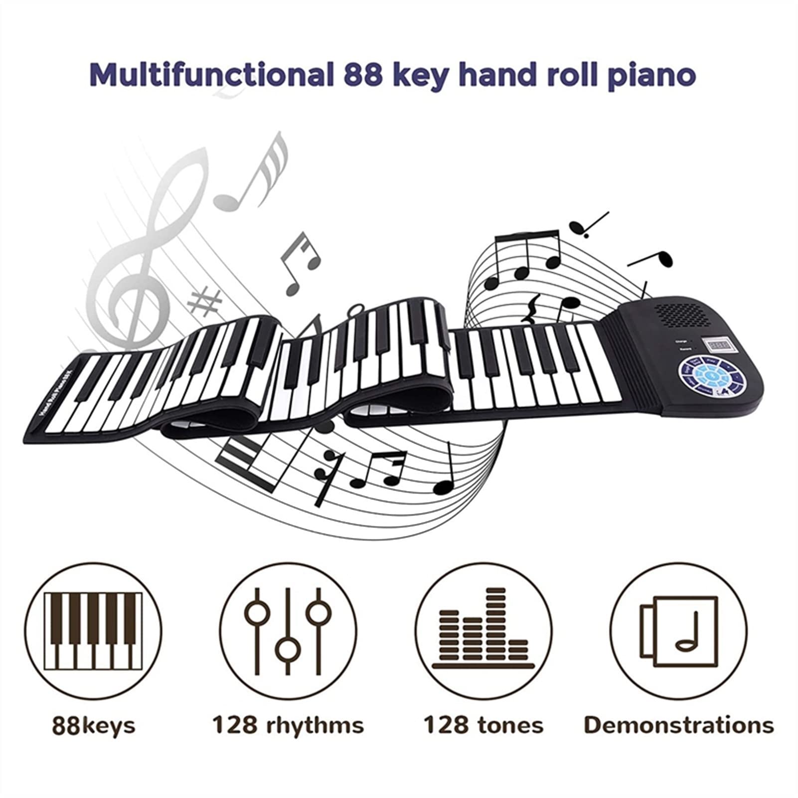 88-Key Foldable Roll Up Piano Keyboard with Built-in Speaker & Pedal - Portable Digital Piano for Kids & Beginners - Perfect for Home Practice, Travel & Music Lessons
