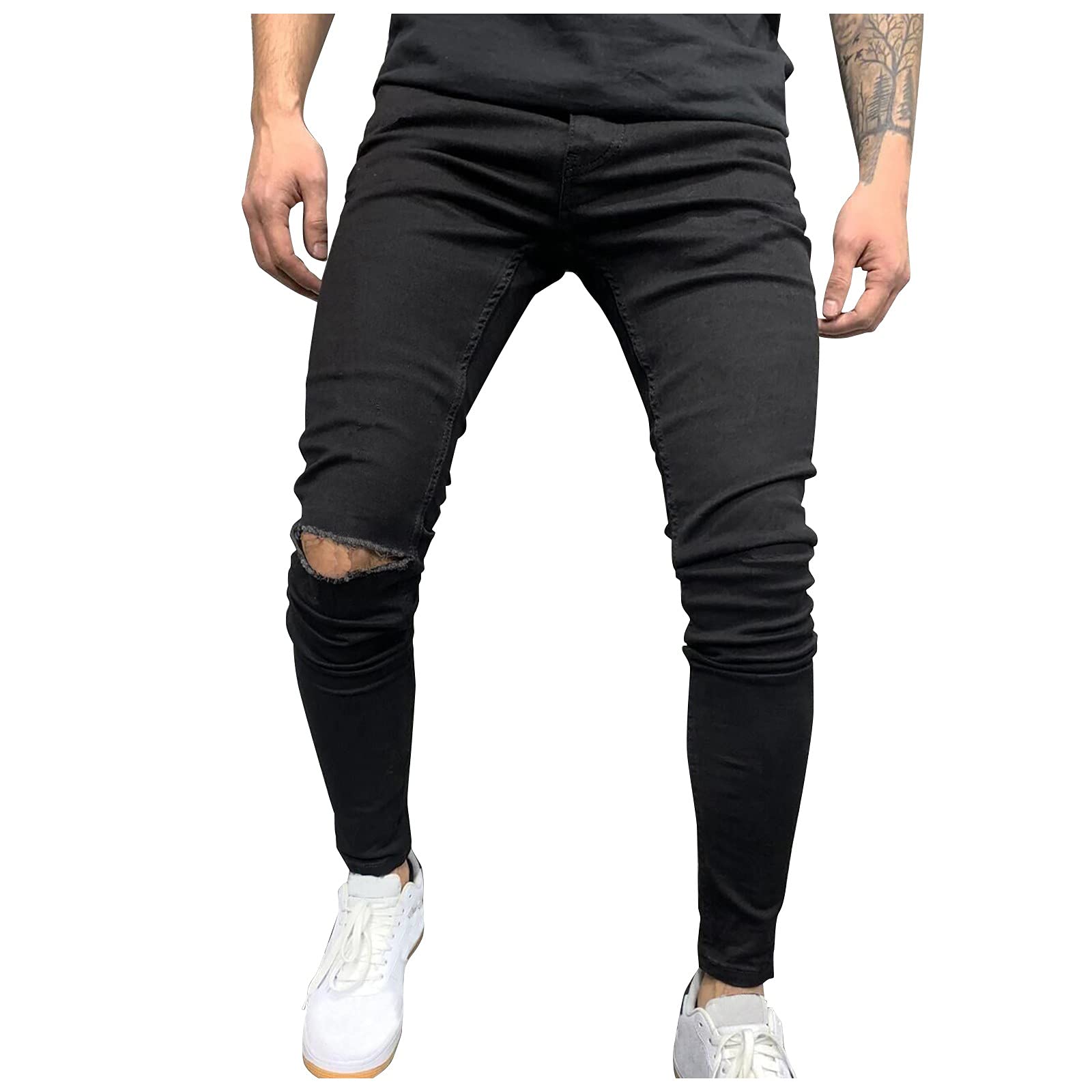 Vintage Striped Denim Jeans for Men - Hip Hop Work Pants with Zipper & Hole Details, Bootcut Style - Perfect for Casual Wear, Street Fashion & Retro Outfits