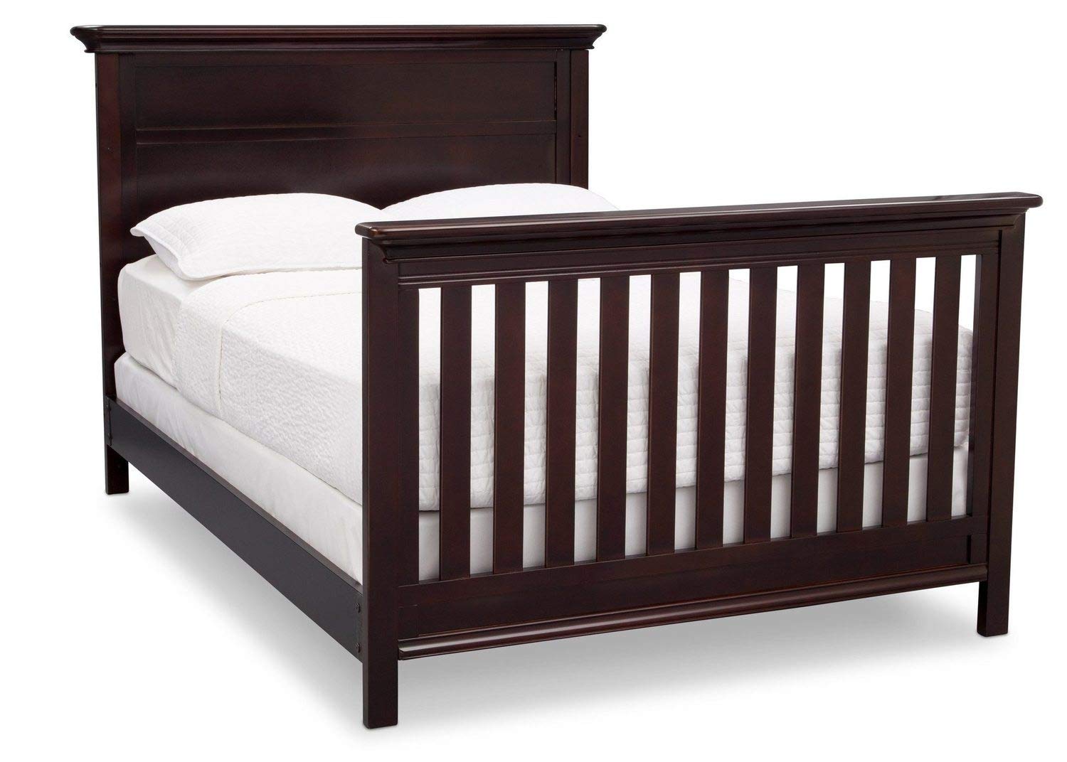 Full-Size Conversion Kit Bed Rails for Serta Aberdeen, Adelaide, Ashland, Banbury, Barrett, Bethpage, Fairmont, Fall River, Fernwood & Mid-Century Modern 4-in-1 Cribs - Dark Chocolate - Safe Toddler to Twin Bed Transition for Nursery & Kids Room