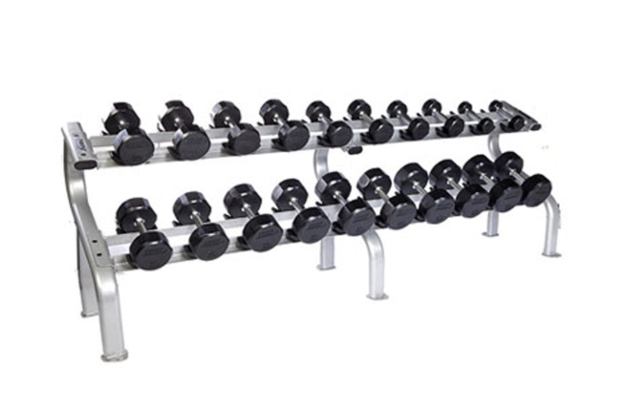 Warrior 2-Tier Commercial Dumbbell Rack for Gym - Heavy Duty 10-Pair Saddle Style Weight Rack for Home & Commercial Fitness Studios