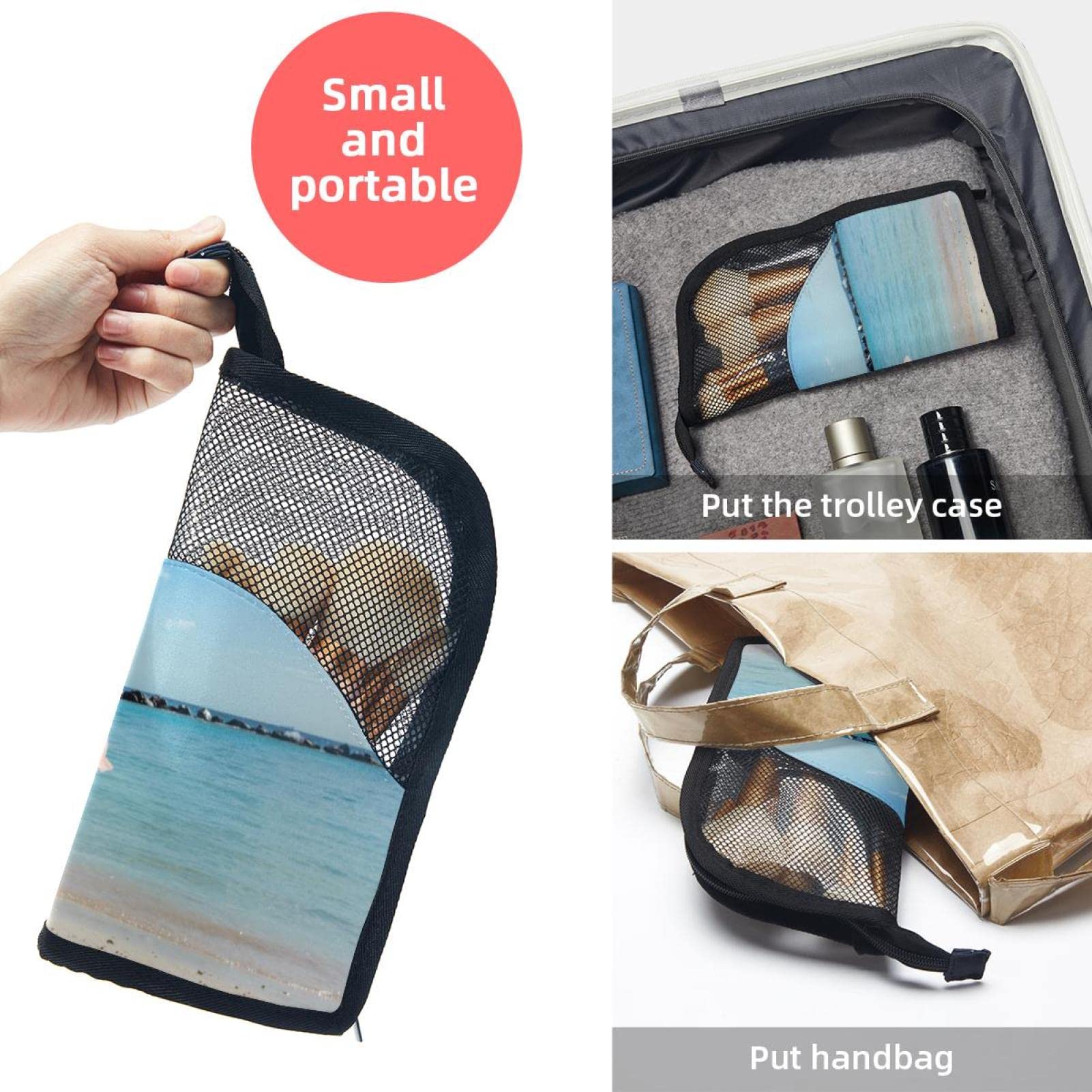 Portable Makeup Brush Organizer Bag with 12 Slots - Tropical Flamingo Beach Design | Perfect for Travel, Home Storage & Makeup Artist Kits