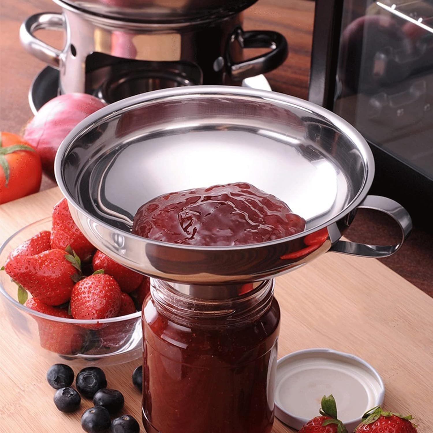 304 Stainless Steel Wide Mouth Canning Funnel with Handle (11cm) - Perfect for Mason Jars, Kitchen Oil Transfer & Food Preservation | Durable Kitchen Accessory for Home Canning, Cooking & DIY Projects