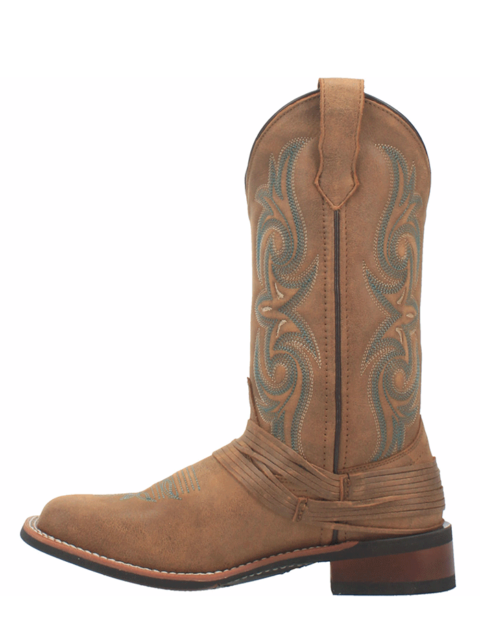 Laredo 5848 Women's Tan Leather Boots - Square Toe with Straps for Casual Wear & Western Fashion