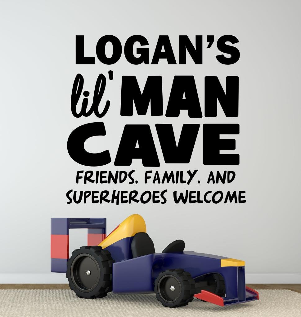 Lil' Man Cave Wall Decals for Boys - Kids Room Decor Stickers (Set B20) - Perfect for Nursery, Bedroom & Playroom Wall Art