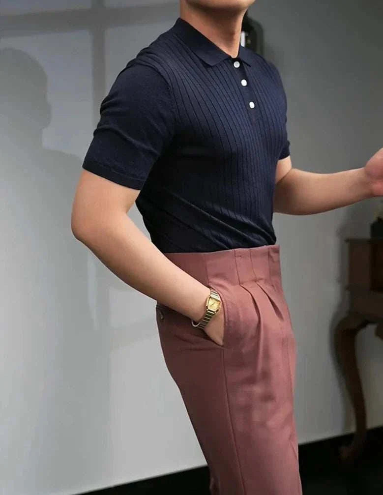 British Polo Collar T-Shirt for Men - Classic Casual Cotton Shirt for Everyday Wear, Work & Outings