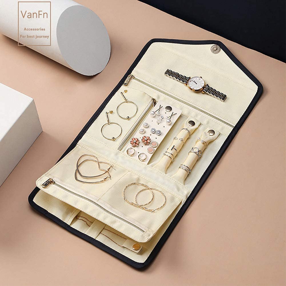 VanFn Jewelry Organizer Roll - Travel Jewelry Case for Rings, Necklaces & Earrings - Perfect for Trips & Gifts