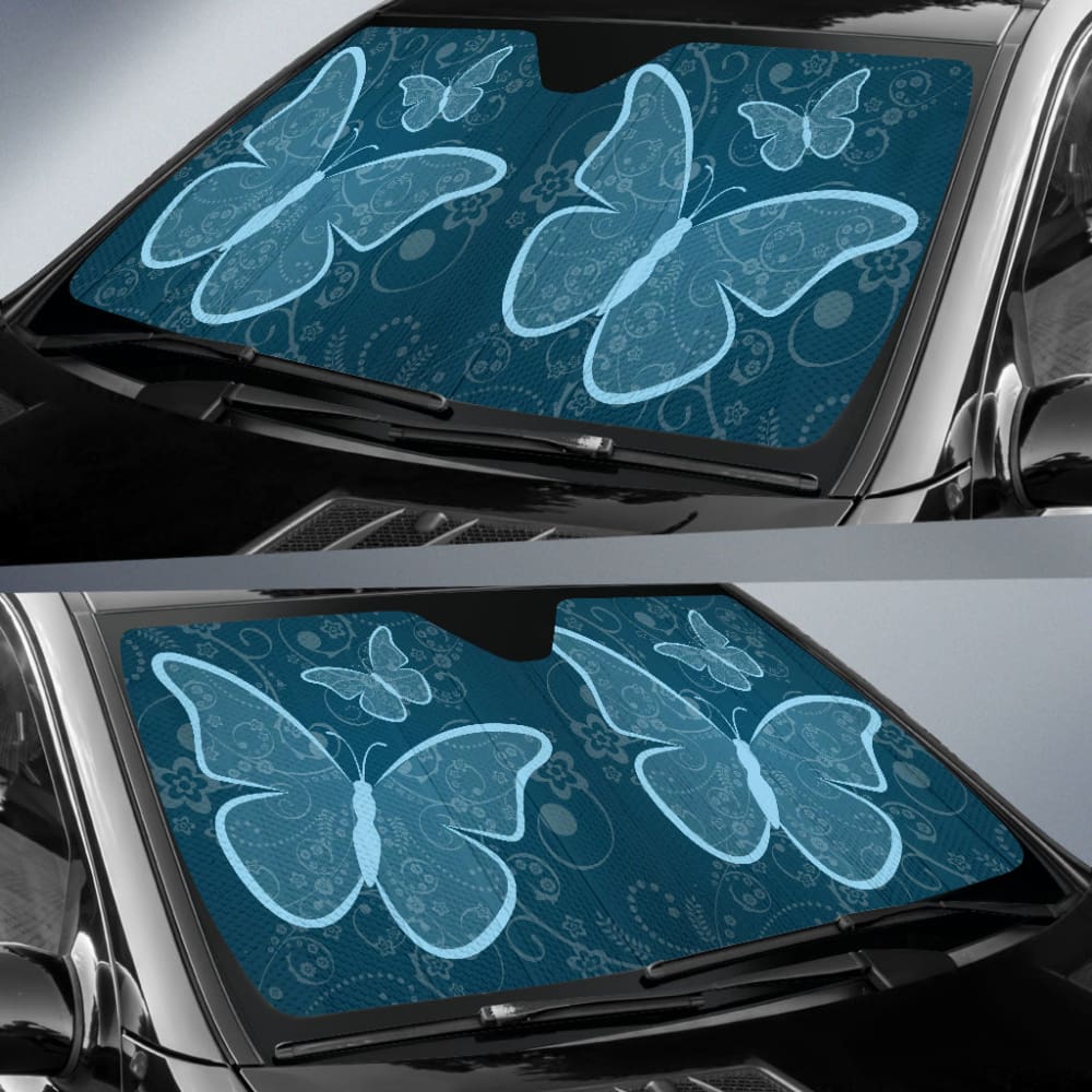 Premium Blue Butterfly Car Sun Shades for UV Protection - Universal Fit for Most Vehicles - Perfect for Road Trips, Parking & Summer Heat Protection
