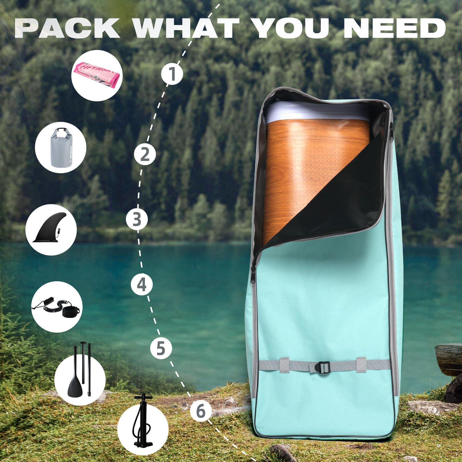 **Inflatable Stand Up Paddle Board Travel Backpack - 108L Large Capacity iSUP Carrying Bag for Paddleboards | Perfect for Travel, Beach & Water Sports Accessories**