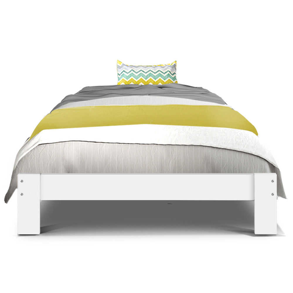 Fairy White Wooden Single Bed Frame - Solid Wood Twin Size Bed for Kids, Teens & Guest Rooms - Perfect for Bedrooms, Dorms & Small Spaces
