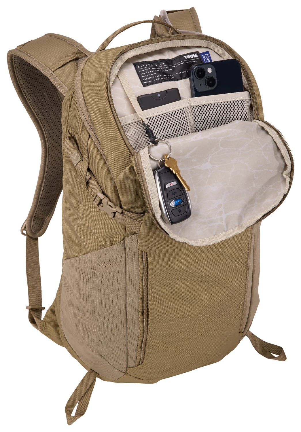 Thule AllTrail 22L Hydration Backpack - Lightweight Hiking Pack with Water Bladder, Faded Khaki | Perfect for Trail Running, Camping & Outdoor Adventures