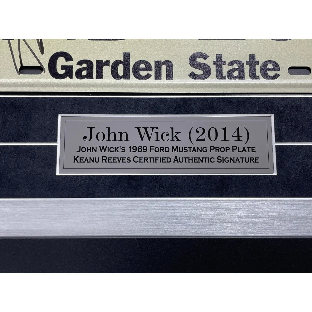 Keanu Reeves Autographed John Wick Movie Car License Plate Photo - Framed Collage with BAS COA Certificate | Perfect for Movie Memorabilia Collectors & Home Theater Decor