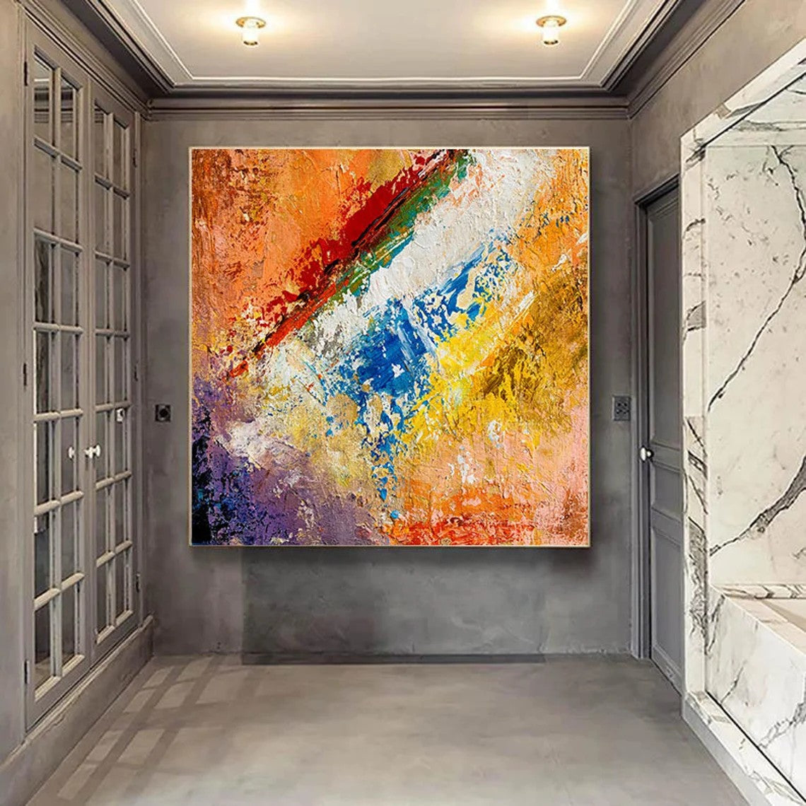 Hand Painted Acrylic Wall Art - Modern Contemporary Canvas Painting for Living Room & Dining Room Decor - Perfect for Home, Office, and Gift Giving