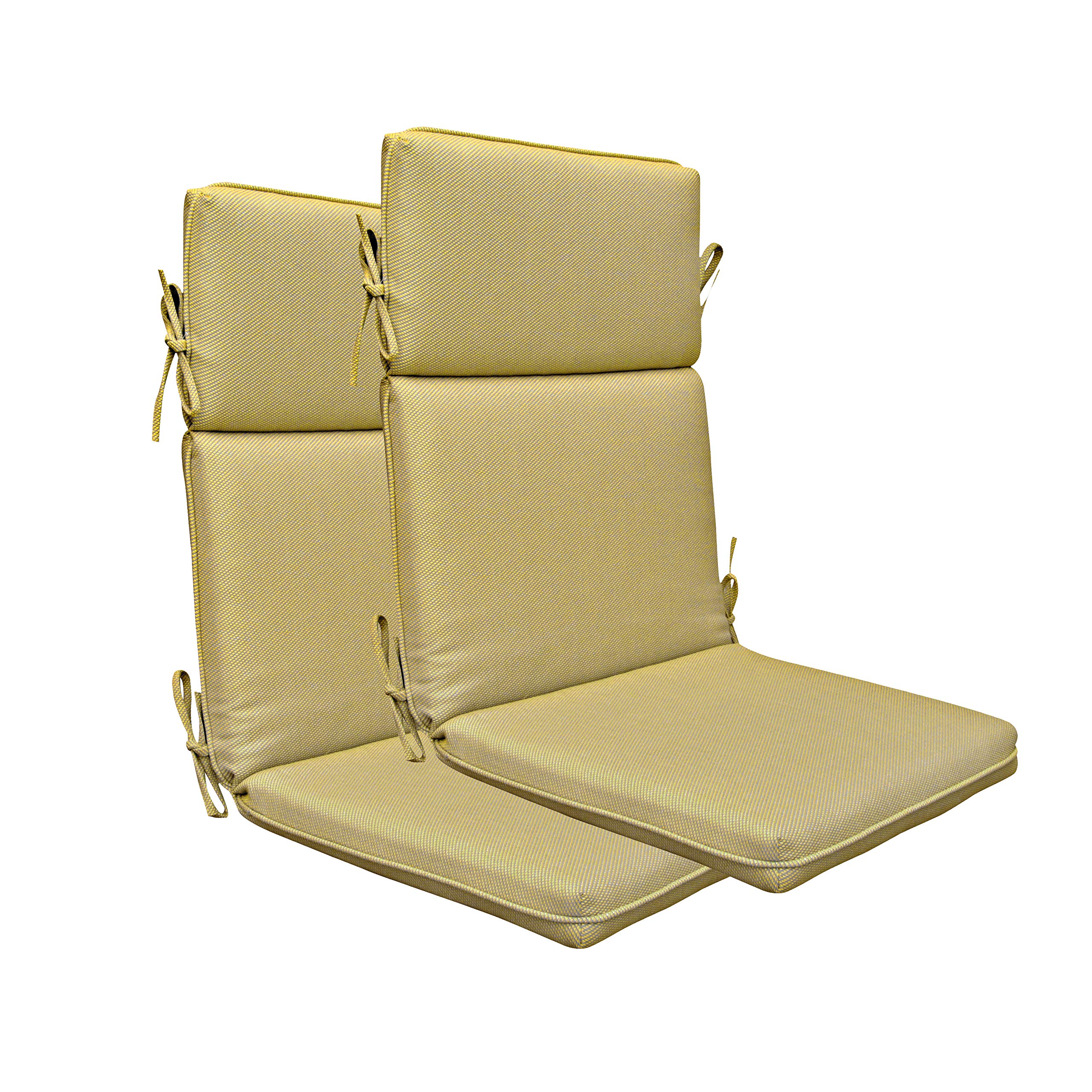 BOSSIMA High Back Chair Cushions Set of 2 - Indoor/Outdoor Replacement Patio Seat Cushions, Olefin Mixed Yellow & Grey - Perfect for Garden, Poolside & Patio Furniture