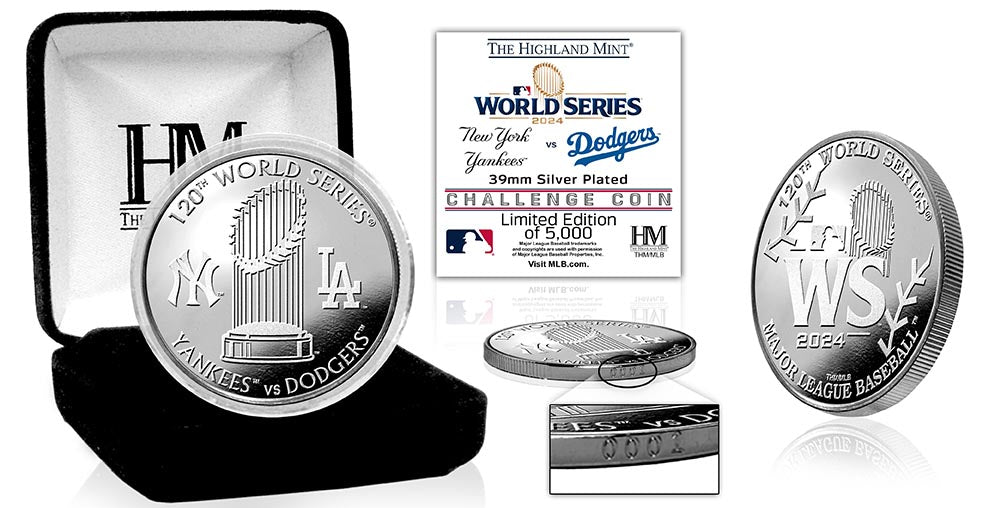 2024 World Series New York Yankees vs LA Dodgers Commemorative Silver Coin - Perfect for Baseball Fans, Collectors & Sports Memorabilia Enthusiasts