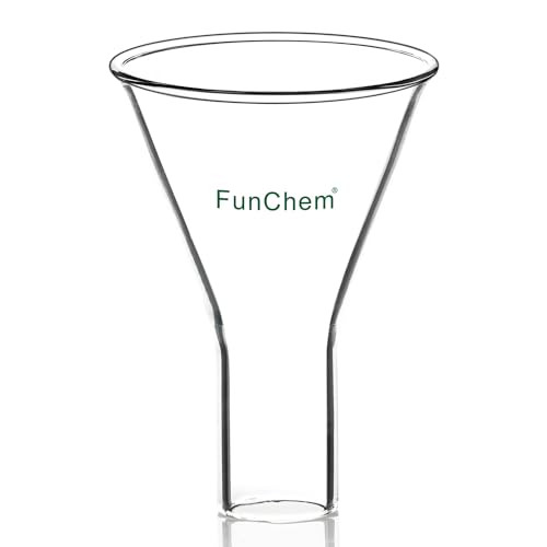Premium Borosilicate Glass Powder Funnel - 50mm Top Diameter, Short Stem & Heavy Wall Design for Precise Pouring - Ideal for Chemistry Labs, Spice Transfer, Essential Oil Bottling & DIY Craft Projects