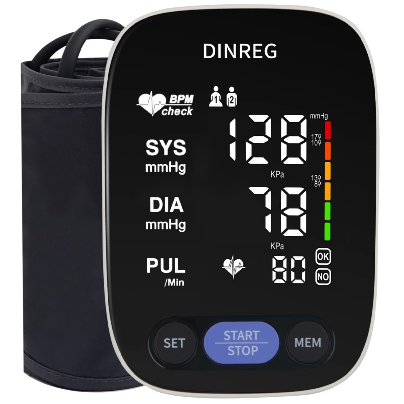 Accurate Upper Arm Blood Pressure Monitor for Home Use - Digital BP Machine with 180 Reading Memory, Adjustable Cuff (8.7