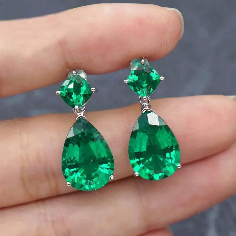10K Gold Emerald Stud Earrings for Women - Lab Grown 14 Carat Gemstone Jewelry - Perfect Gift for Birthday, Anniversary & Special Occasions