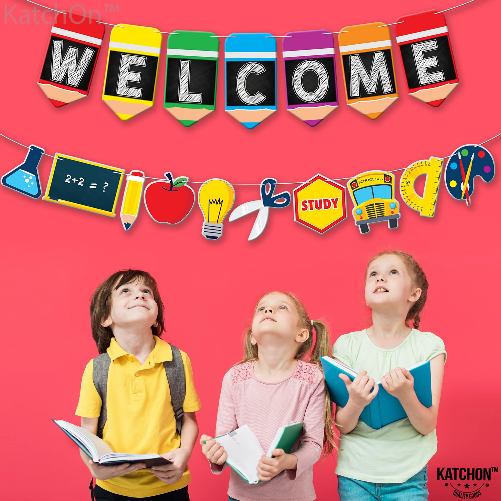 KatchOn Large 10 Feet Welcome Banner for Back To School Decorations - No DIY Required | Perfect for Back To School Party, Classroom Decor & First Day of School Backdrop | Great for School Events, Classroom Walls & Photo Booths