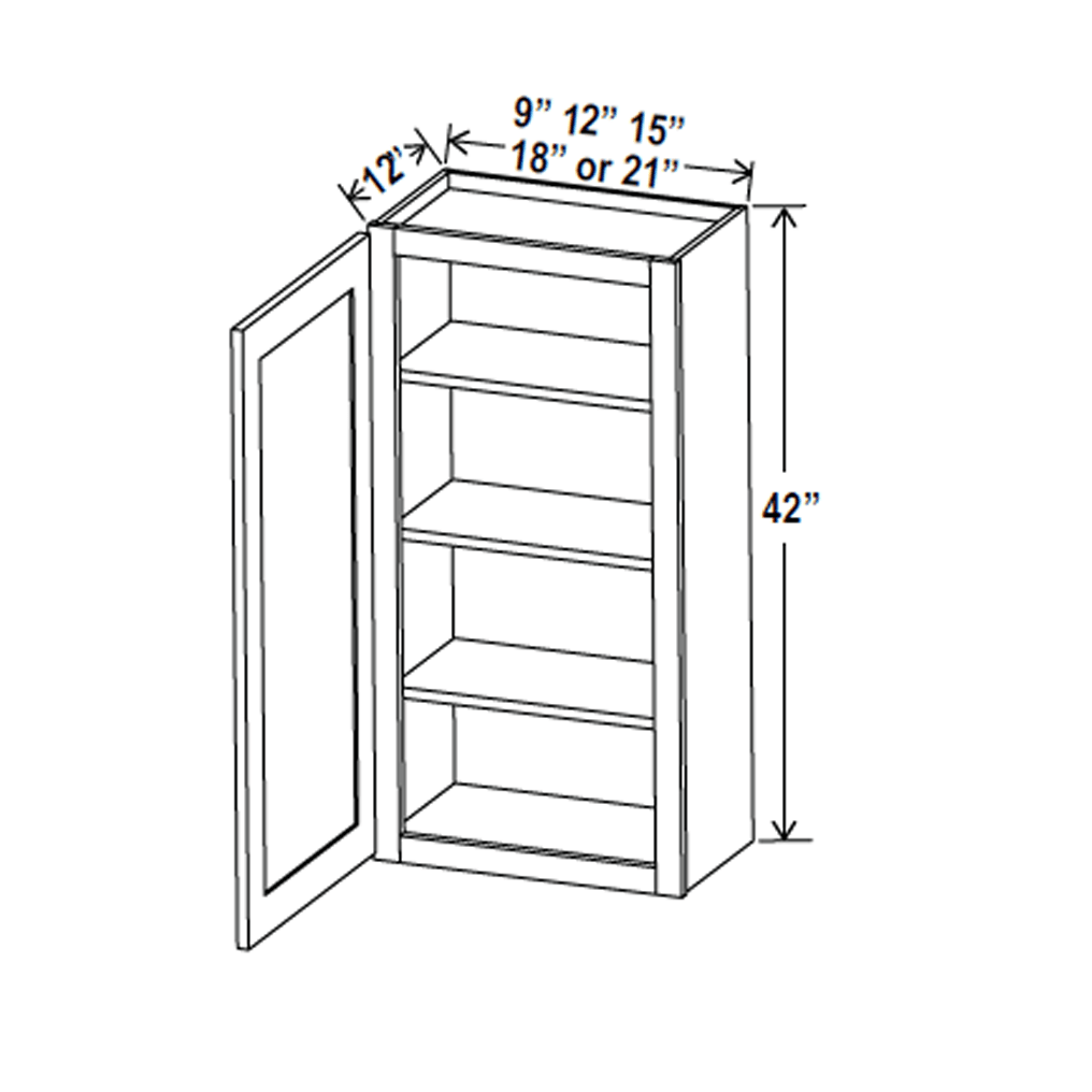 42 Inch Wall Cabinet - 18W x 42H x 12D - Aspen White - Perfect for Bathroom, Kitchen, or Laundry Room Storage Organization