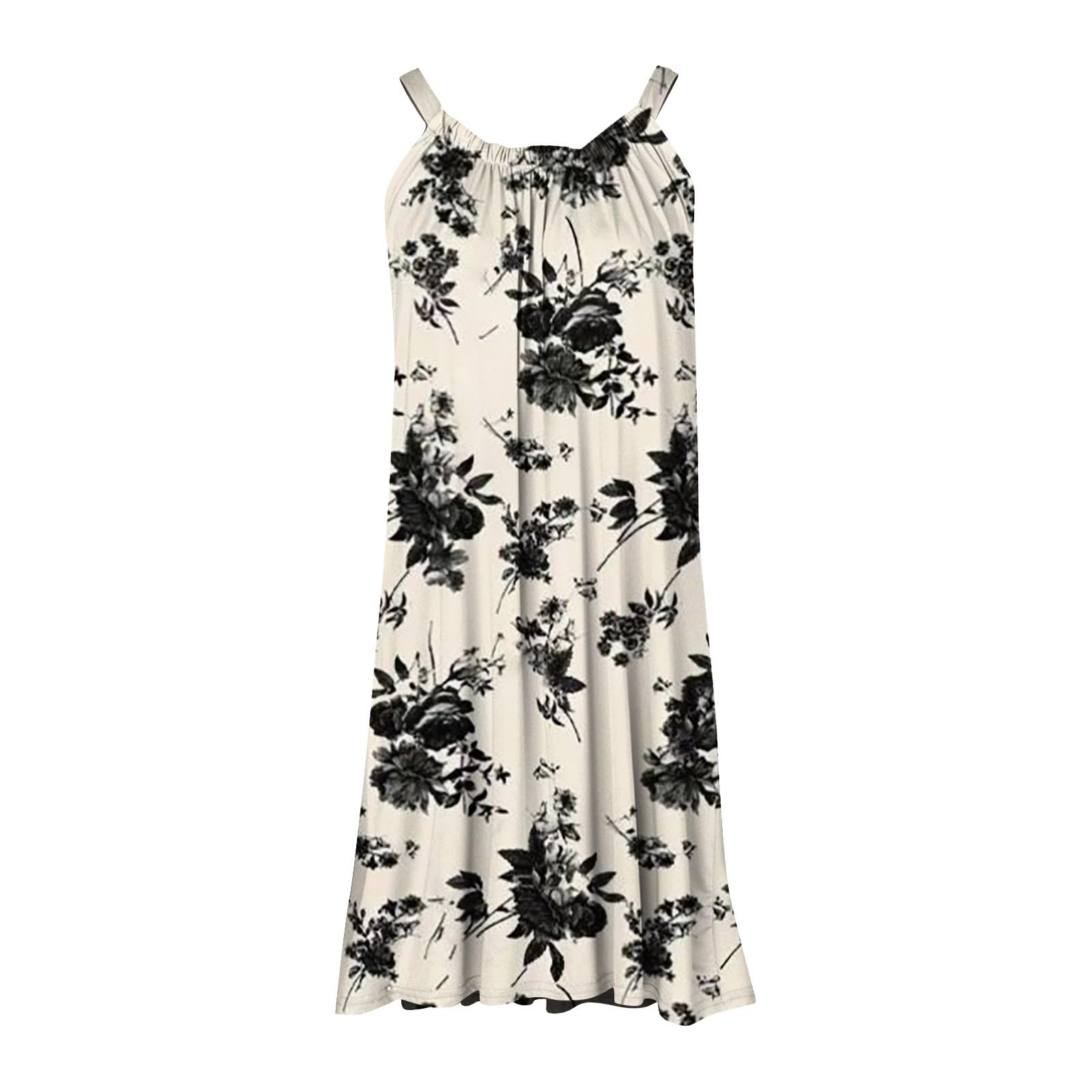 Women's Plus Size Casual Sexy Summer Mini Sun Dress - Trendy Ruched Flowy Floral Swing Beach Dress for Vacation, Pool Party & Outdoor Activities