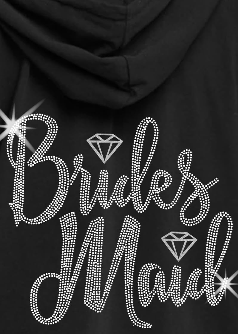 Sparkling Rhinestone Bride Sweatshirt - Bride to Be Zip Up Hoodie for Bridal Shower, Bachelorette Party & Spa Day - Comfortable Wedding Party Jacket for Pre-Wedding Celebrations