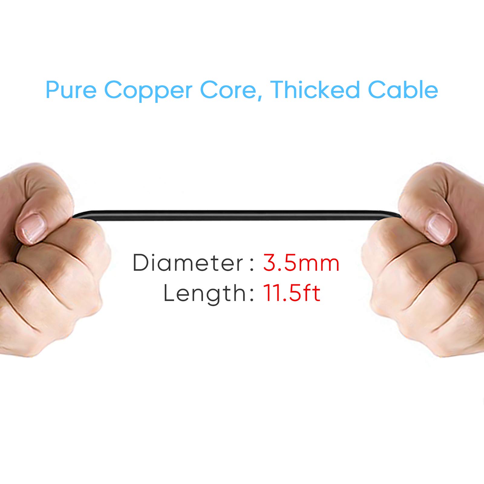 11.5ft Micro USB Dash Cam Power Cord - 90 Degree Angle Charging Cable for Dashcam & Mirror Cam | Long Car Camera Charger Wire | Perfect for Road Trips & Vehicle Surveillance