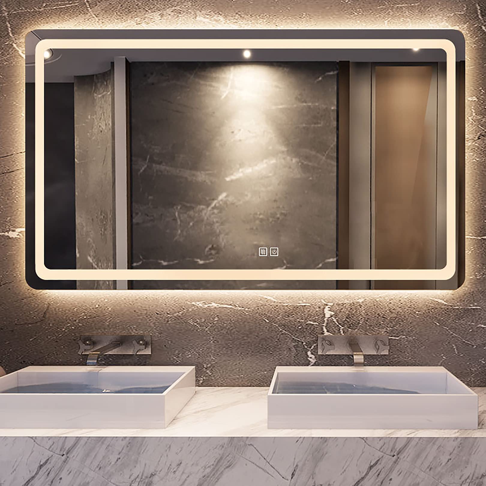 YNAYG LED Bathroom Mirror with Anti-Fog & Dimmable Lights - Smart Wall Mounted Vanity Makeup Mirror with Warm White/Daylight Modes for Home, Salon, and Hotel Use