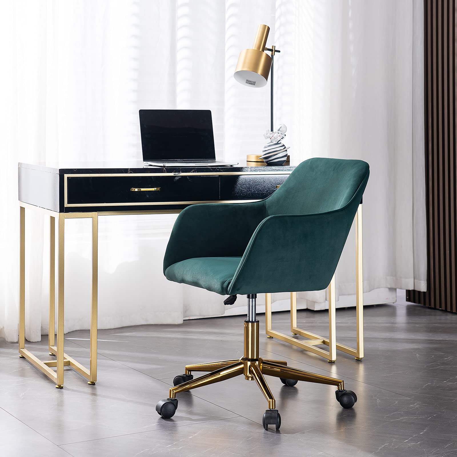 Ergonomic Office Chair with Lumbar Support & Armrests - 360° Swivel Rolling Computer Desk Chair for Home Office, Adjustable Fabric Task Chair (Dark Green) - Perfect for Long Work Hours, Gaming & Remote Work