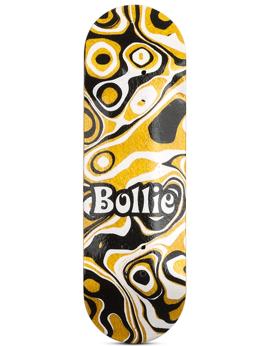 Bollie Fingerboard Deck Psychedelic Design - Professional Mini Skateboard for Finger Tricks & Stunts - Perfect for Skaters, Collectors & Office Stress Relief