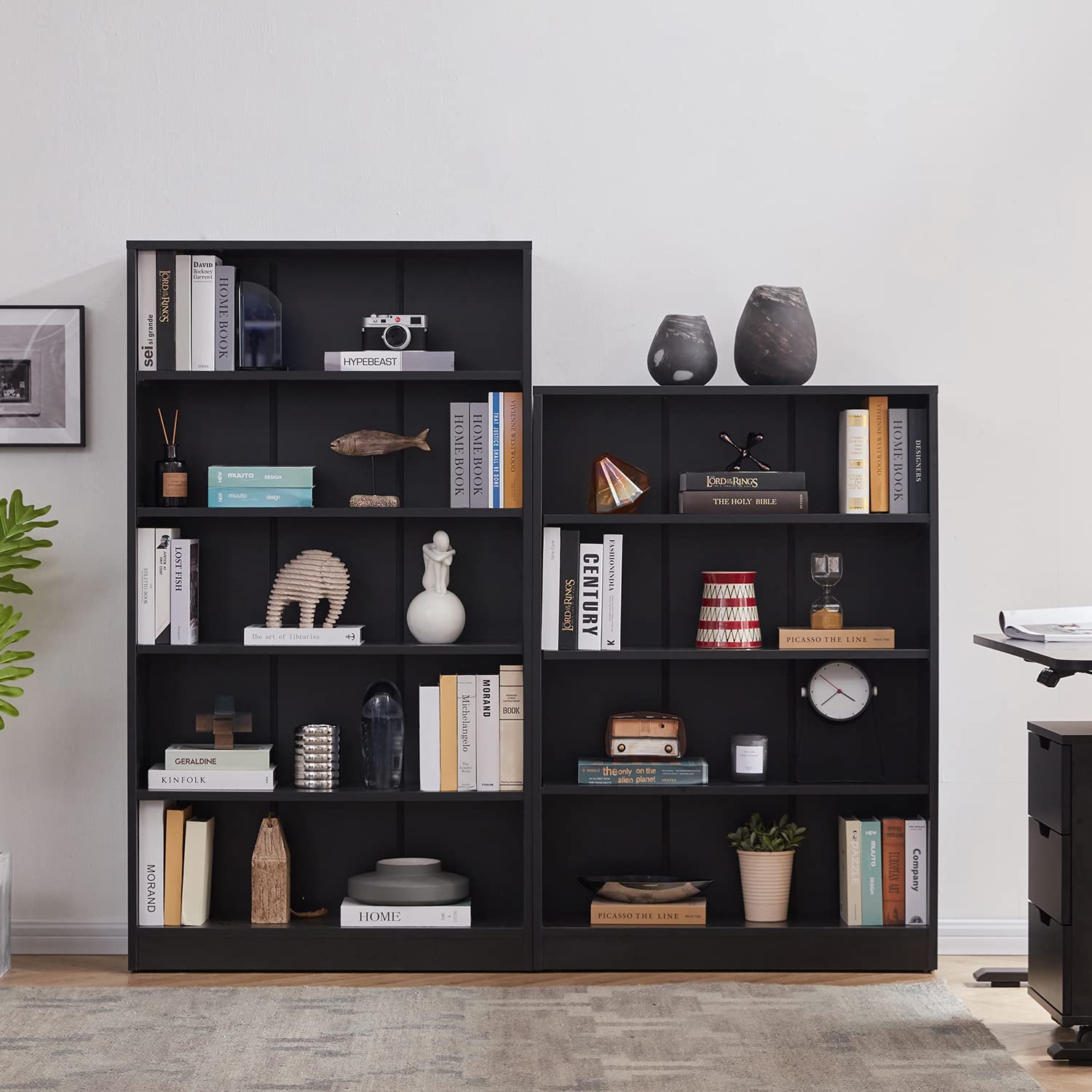 Sunon 5-Shelf Wood Bookcase - Freestanding Display Bookshelf for Home, Office & School - 11.6