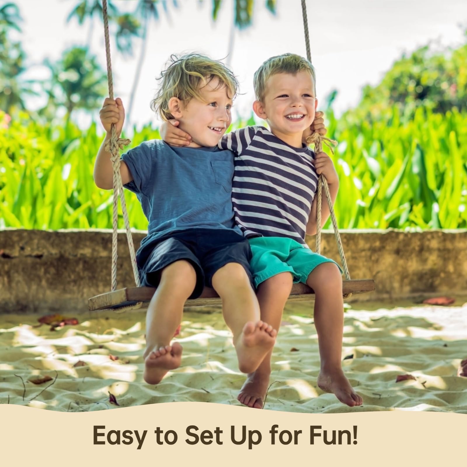 Heavy-Duty Wooden Tree Swing Seat for Adults & Kids - 500lbs Weight Capacity, Adjustable Climbing Rope with 118 Inch Straps - Perfect for Backyard, Garden, Playground & Indoor Use - Natural Wood Outdoor Swing for Family Fun & Relaxation