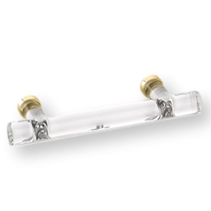 Polished Brass Ely Clear Glass Drawer Pulls - Elegant Cabinet Handles for Kitchen, Bathroom & Furniture (Set of 10) - Perfect for Modern Home Decor & DIY Cabinet Upgrades
