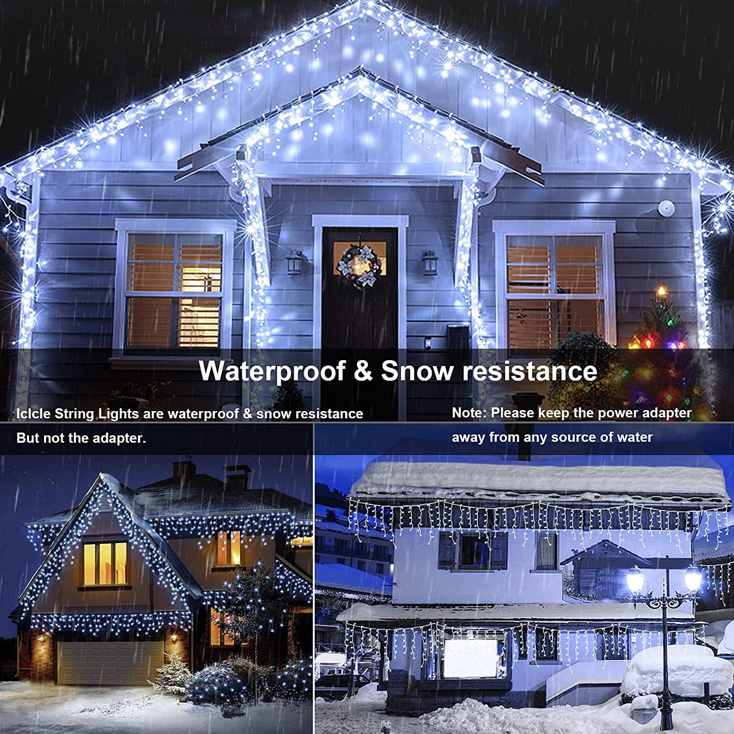 PhilzOps 480 LED 19M Outdoor Waterfall Christmas Lights - Waterproof Cool White with 8 Lighting Modes - Perfect for Indoor/Outdoor Holiday Decor, Garden, Party & Window Display (White Cable)